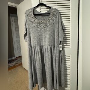 Gray Dress with Pearl Embellishments